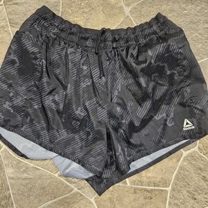 Reebok Black Patterned Athletic Shorts